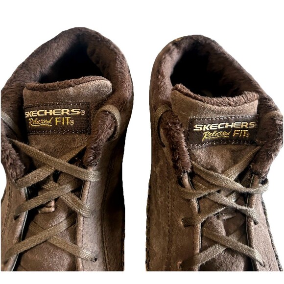 Skechers Bikers Totem Pole Chukka Boots Brown Suede Faux Fur Lined  Womens Sz 7 - Picture 7 of 13